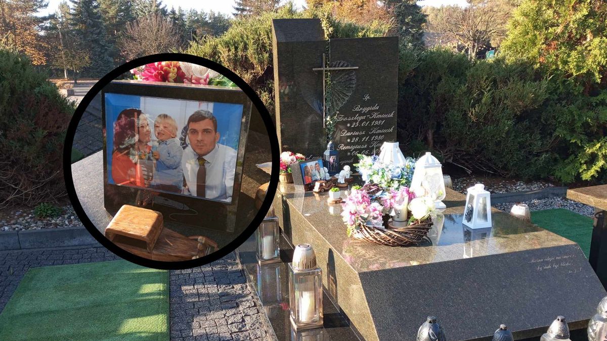 Grób Dariusza Kmiecika, jego żony Brygidy i synka Remika
