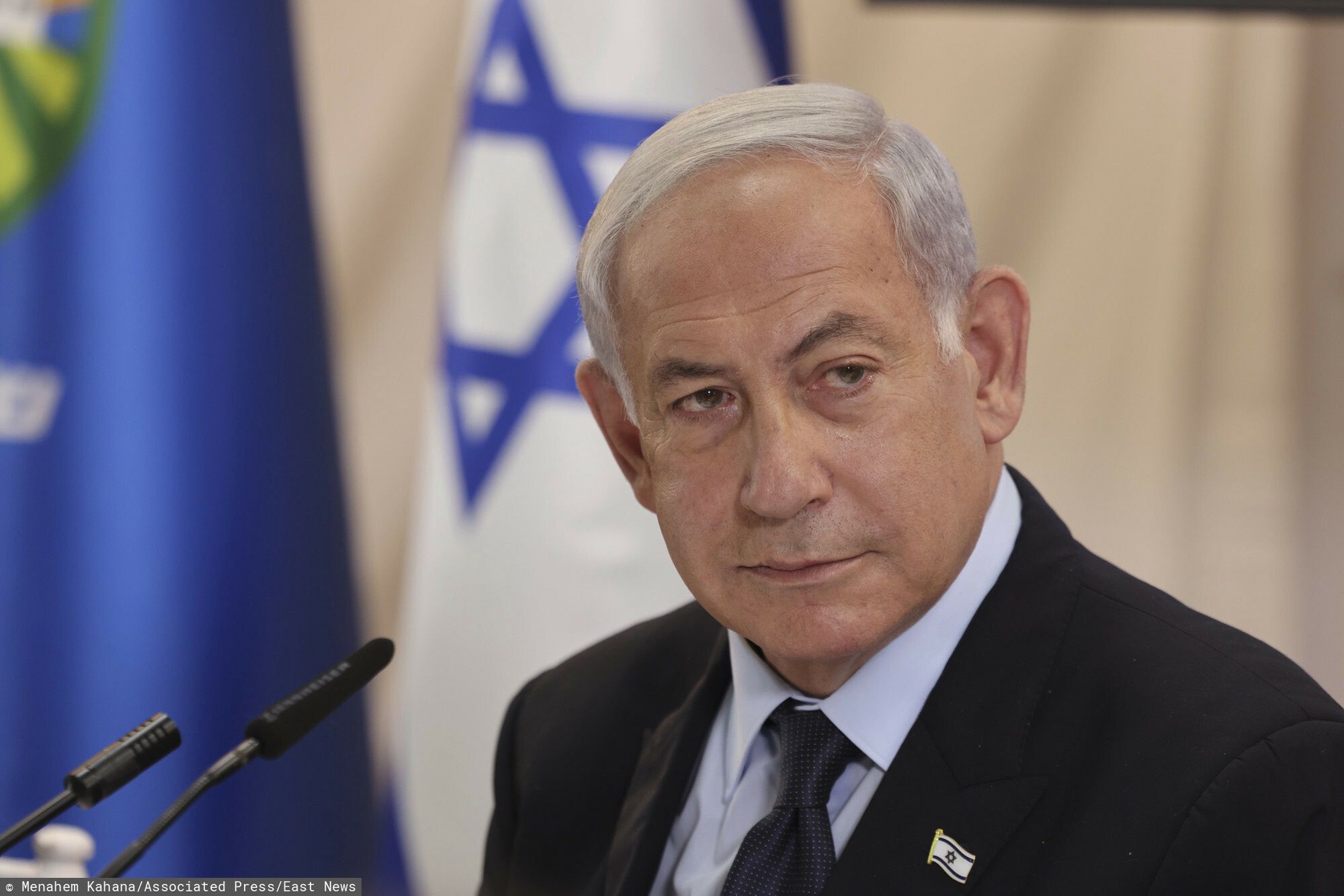 Archiwum zagraniczne East News 2023-05
Israeli Prime Minister Benjamin Netanyahu attends a cabinet meeting in Jerusalem on Thursday, April 20, 2023. (Menahem Kahana/Pool Photo via AP)
Menahem Kahana
