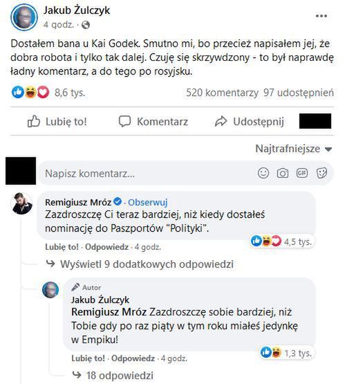 Żulczyk i Mróz "dogryzają sobie" na Facebooku