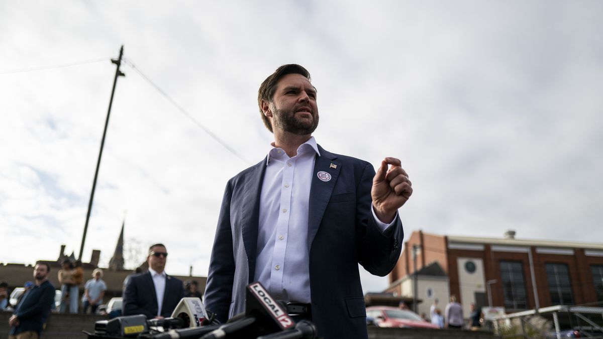 Republican Vice Presidential Nominee JD Vance Casts His Ballot In Cincinnati
CINCINNATI, OHIO - NOVEMBER 5: Republican nominee for vice president U.S. Sen. JD Vance (R-OH) address members of the media after voting on November 5, 2024 in Cincinnati, Ohio. Americans cast their ballots today in the presidential race between Republican nominee former President Donald Trump and Democratic nominee Vice President Kamala Harris, as well as multiple state elections that will determine the balance of power in Congress. (Photo by Stephen Maturen/Getty Images)
Stephen Maturen