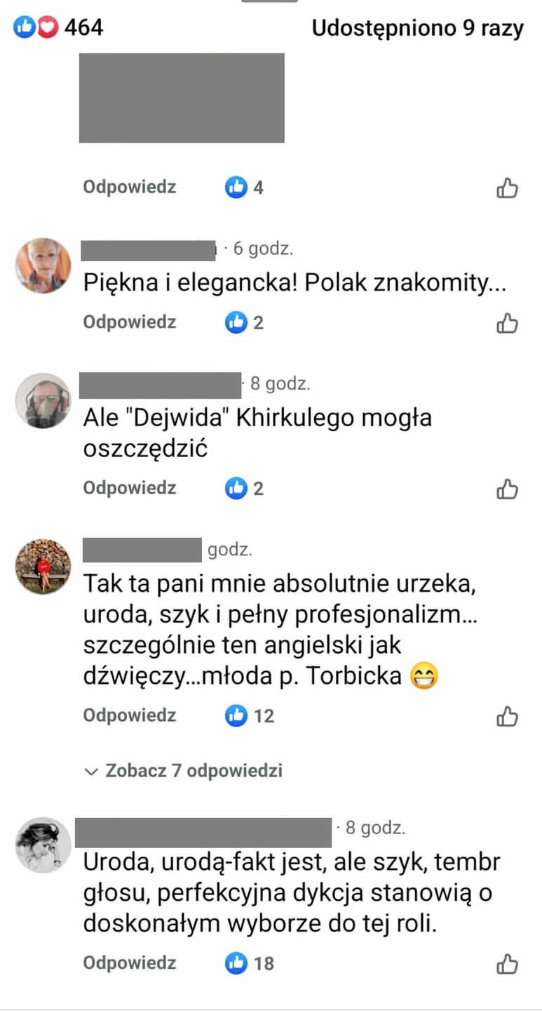 Komentarze zachwytu nad Moniką Podolak