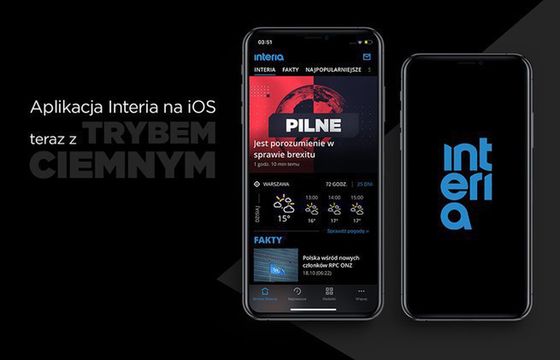 Interia z nową aplikacją mobilną na iOS. Tryb ciemny i bloczek rekomendacji