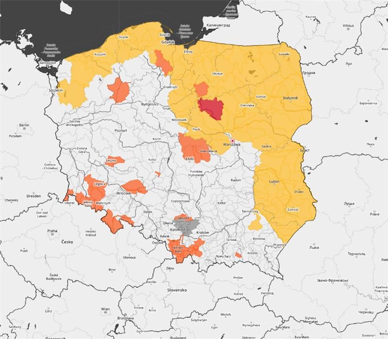 Ostrzeżenia hydrologiczne I, II i III stopnia.
