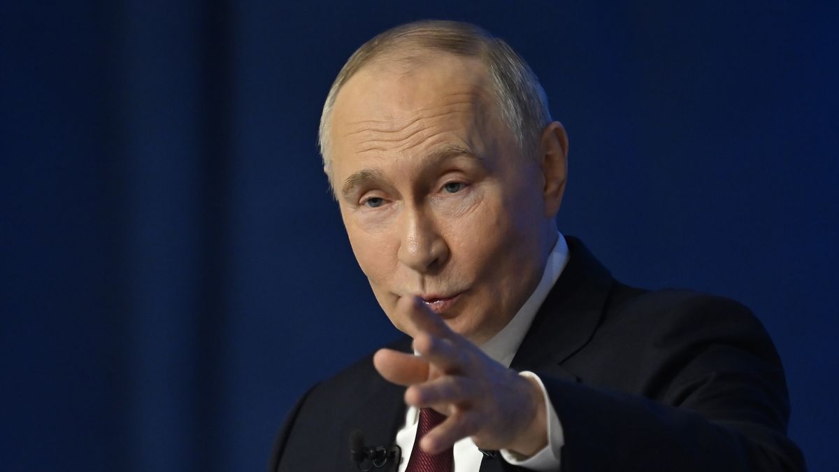 MOSCOW, RUSSIA - DECEMBER 19: Russia's President Vladimir Putin attends annual special televised question-and-answer session and year-end news conference scheduled to take place at the Gostiny Dvor trade and exhibition centre in Russia, Moscow on December 19, 2025. (Photo by Sefa Karacan/Anadolu via Getty Images)