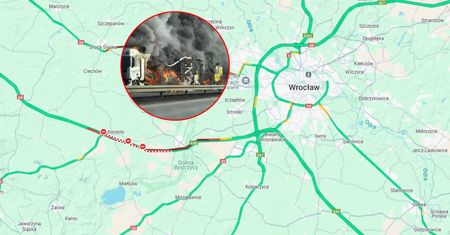 Paraliż pod Wrocławiem. Autostrada zablokowana. Samochody spłonęły