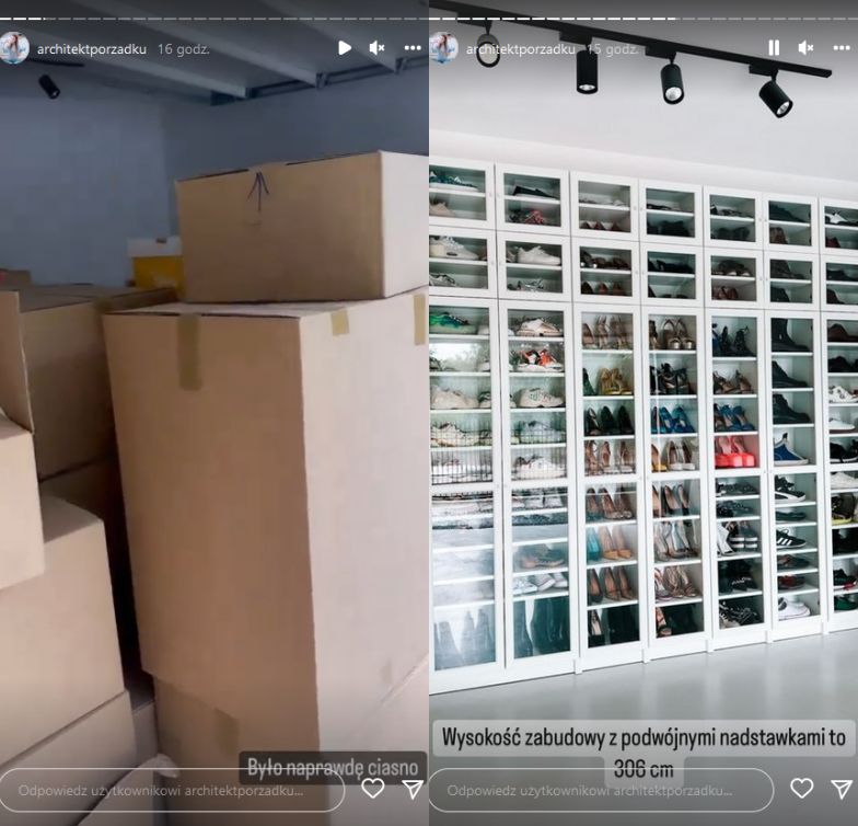 Małgorzata Rozenek zorganizowała garderobę na buty w garażu