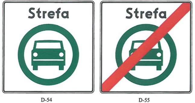 Samochód na znakach D-54 i D-55 to tylko symbol. Tak naprawdę dotyczy wszystkich pojazdów.