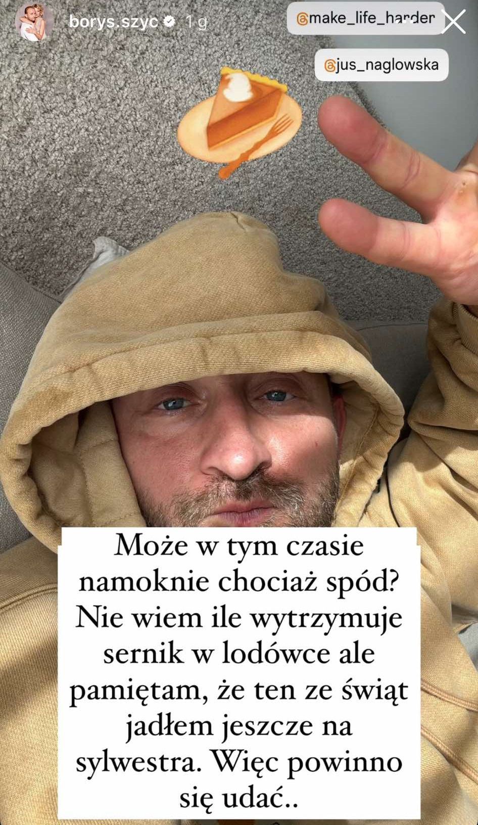 Wpis Borysa Szyca na Instagramie