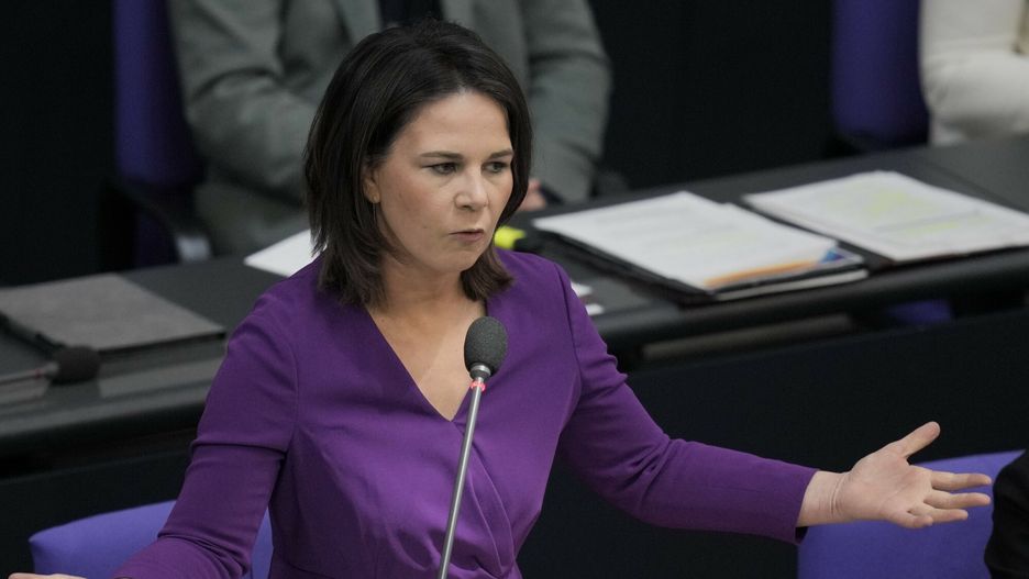Temporary
German Foreign Minister Annalena Baerbock speaks during a government questioning as part of a meeting of the German federal parliament, Bundestag, at the Reichstag building in Berlin, Germany, Wednesday, April 19, 2023. (AP Photo/Markus Schreiber)
Markus Schreiber