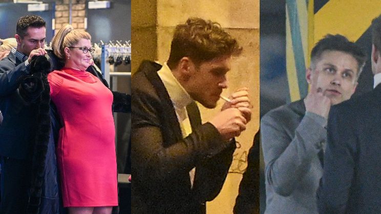 Celebryci po premierze filmowej: Roznerski z papierosem, Skrzynecka z płaszczem, Zakościelny z dziwną miną