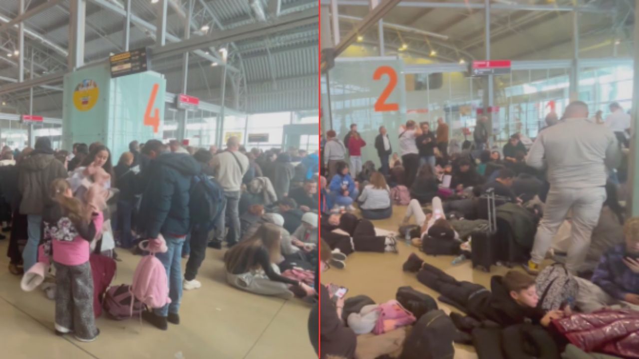 Paraliż na lotnisku. Modlin zaśnieżony. Tłumy pasażerów uziemione