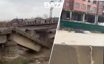 Zawalony most, ludzie porwani przez wodę. Alarm w Rosji