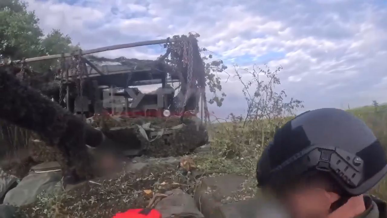 A Russian T-80BWM tank captured by Ukrainians on Russian territory.