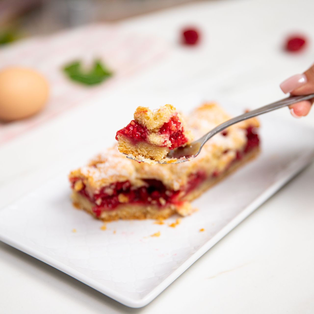 Raspberry tart on shortcrust pastry