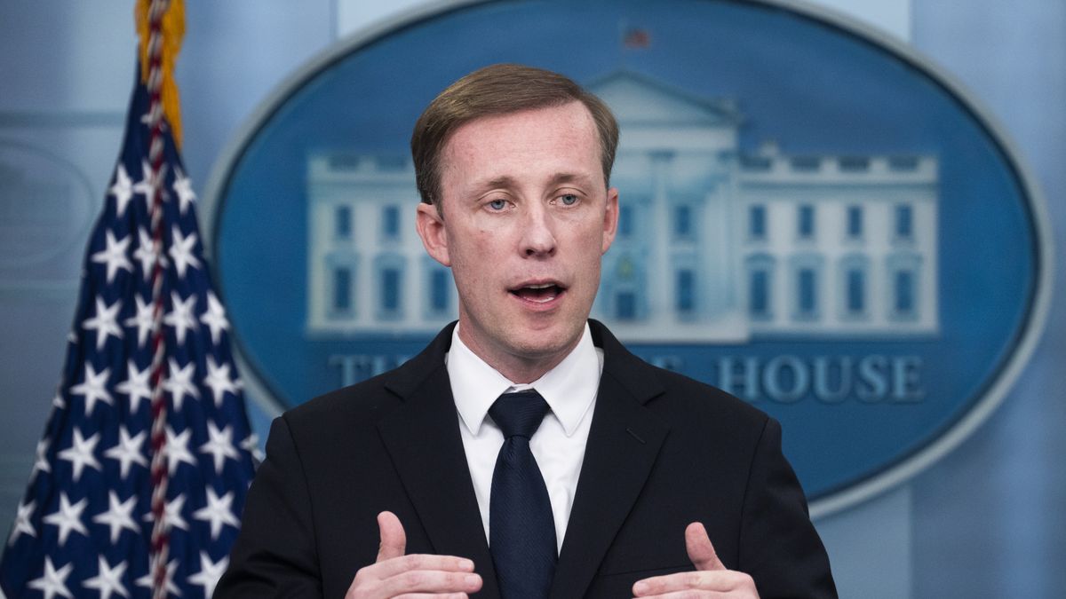UNITED STATES - APRIL 24: National Security Adviser Jake Sullivan speaks about evacuating Americans from Sudan, during the White House press briefing on Monday, April 24, 2023. (Tom Williams/CQ-Roll Call, Inc via Getty Images)