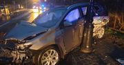 Mazowieckie. Auto staranowało słup energetyczny i latarnię. Za kierownicą 16-latek