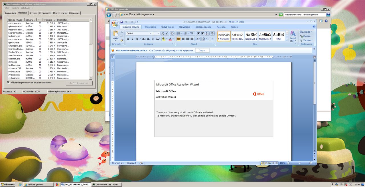 Złowroga sugestia "aktywacji" pakietu poprzez uruchomienie makr (fot. Kamil Dudek)