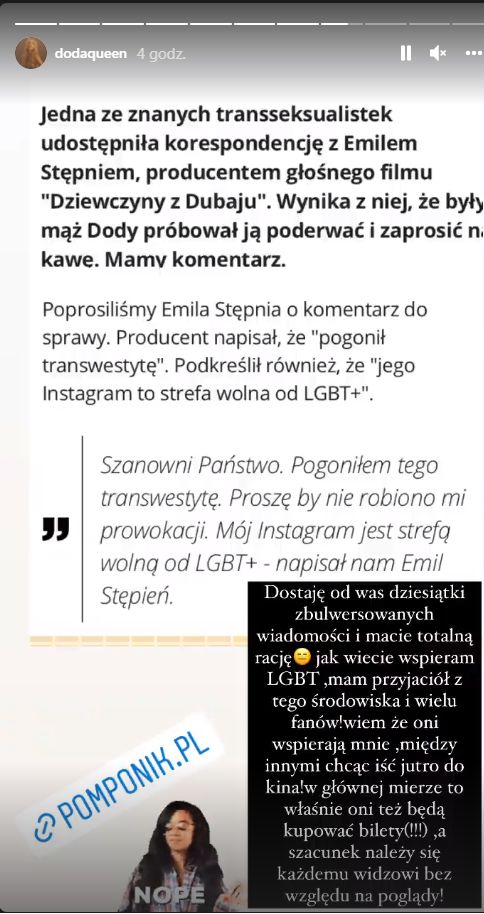 Reakcja Dody na słowa Emila Stępnia o "strefie wolnej od LGBT+" 