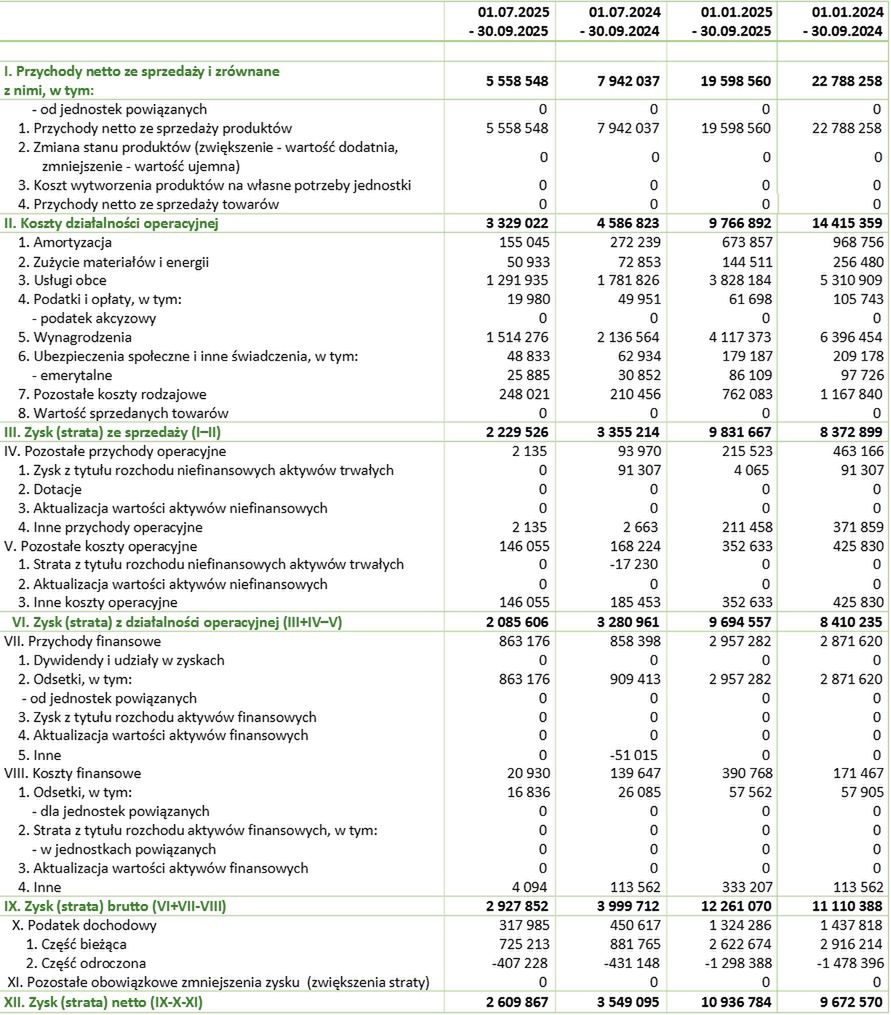 Wyniki Creepy Jar w pierwszych trzech kwartałach 2025 r.