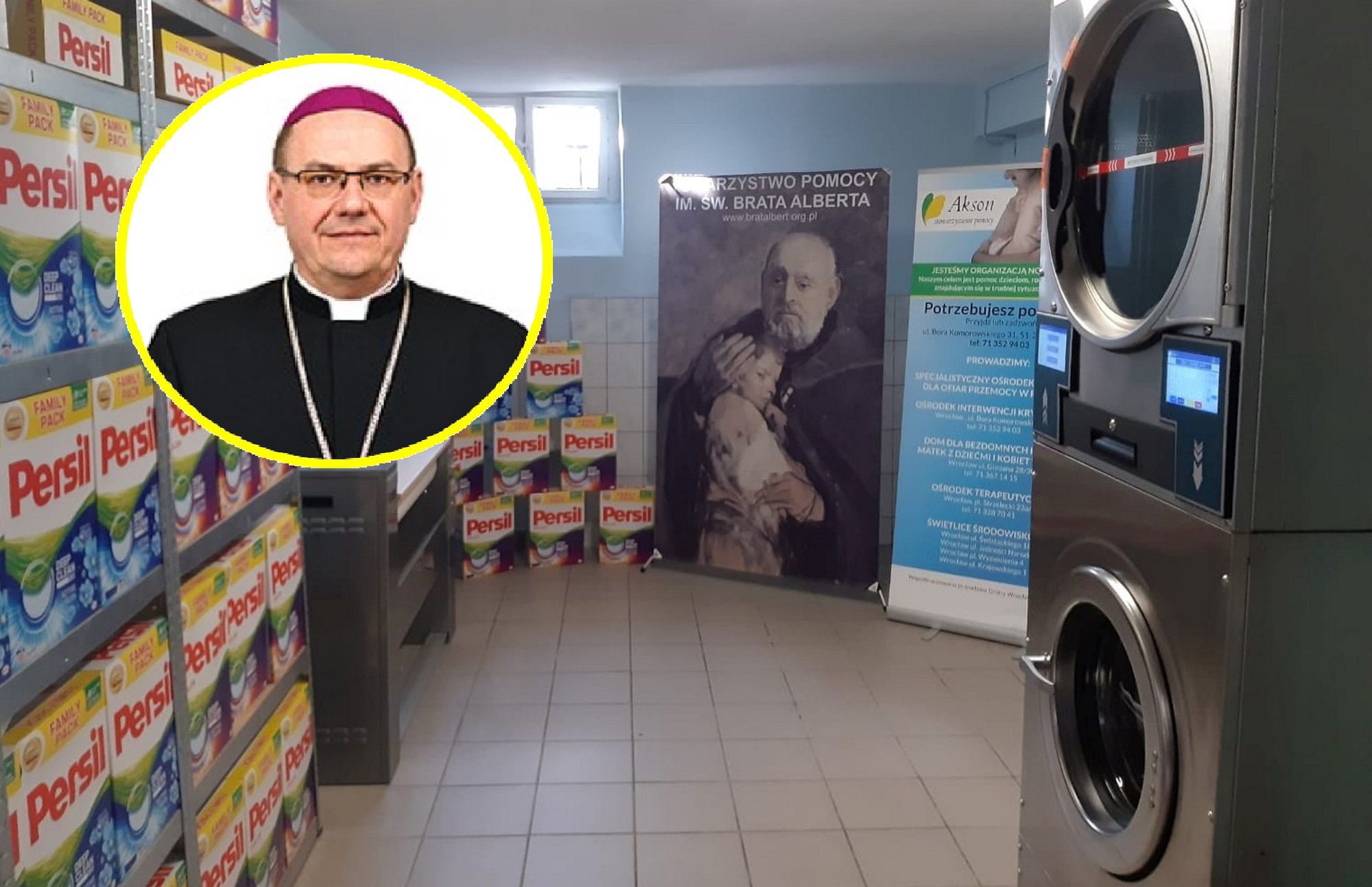 Sponsor nie chciał obecności biskupa na otwarciu pralni