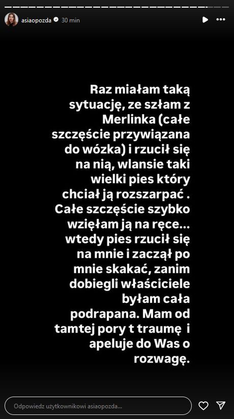 Joanna Opozda apeluje do właścicieli psów