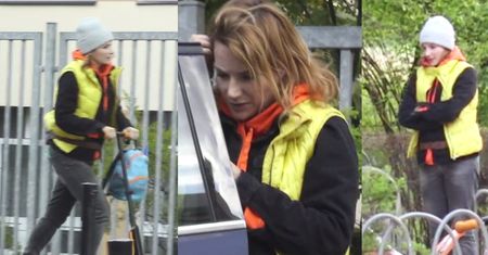 Anna Dereszowska pomyka na hulajnodze z synem