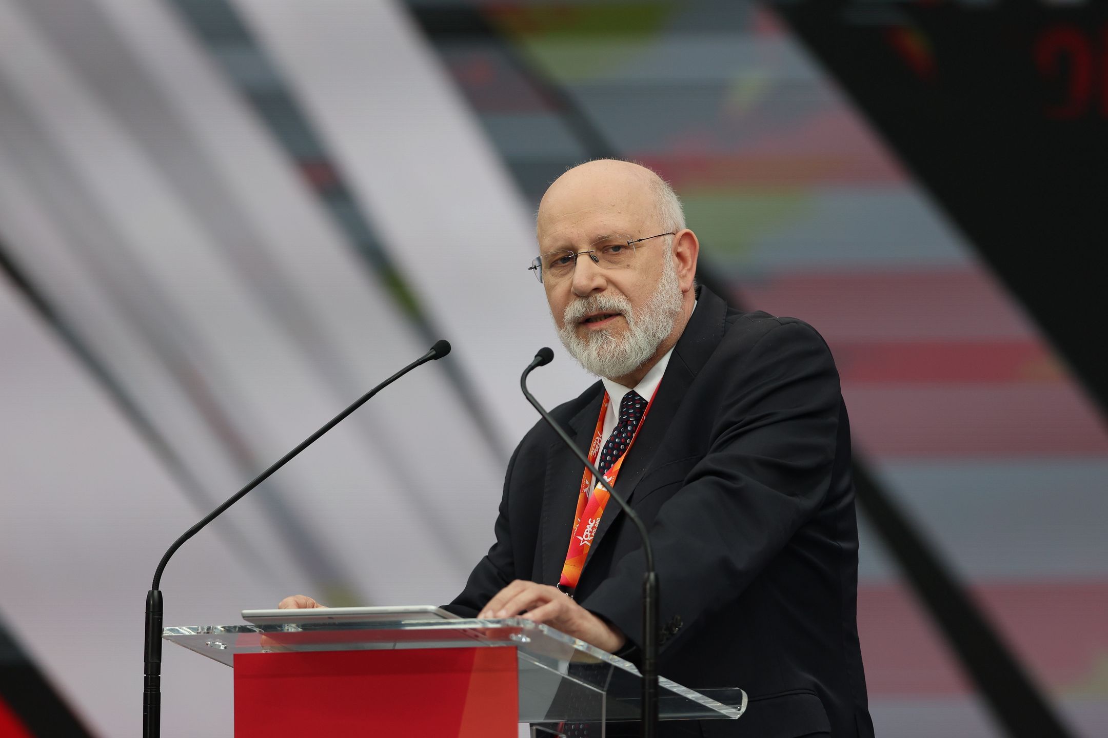 RZESZOW, POLAND - 2025/05/27: Maciej Swirski, Chairman of the National Broadcasting Council of Poland (KRRiT), attends the CPAC Poland 2025 conference. The Conservative Political Action Conference (CPAC) took place in Jasionka near Rzeszow, Poland. (Photo by Grzegorz Wajda/SOPA Images/LightRocket via Getty Images)