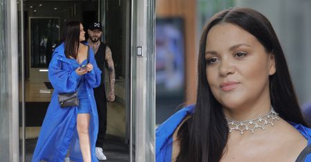 Dominika Gawęda EKSPONUJE gigantyczny dekolt, pozując w mini przed studiem "Dzień Dobry TVN" (ZDJĘCIA)