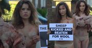 Półnagie, zakrwawione członkinie PETA protestują w Londynie. "Naga prawda: wełna rani!"
