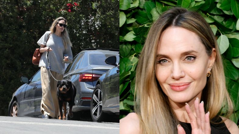Angelina Jolie przyłapana na spacerze z psem