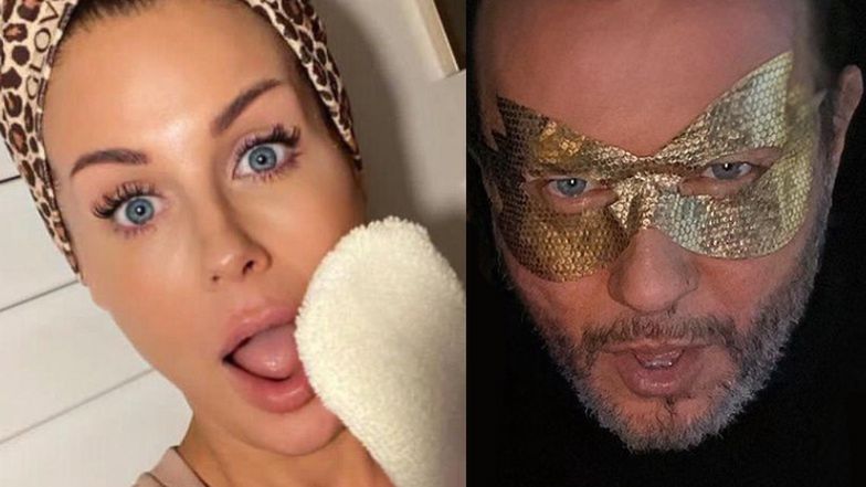 Rubaszny Radosław Majdan chwyta Małgorzatę Rozenek za biodro