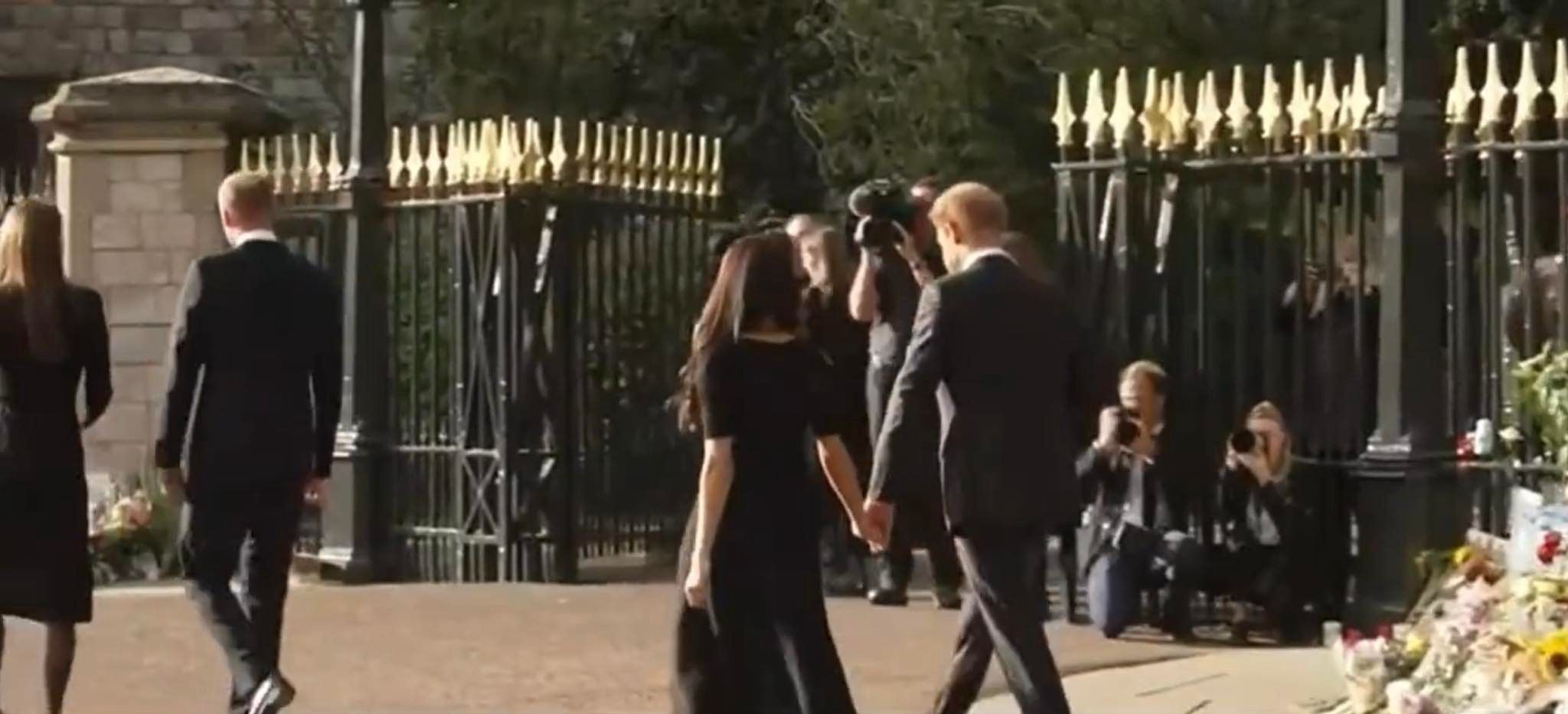 Książęta William i Harry z Kate Middleton i Meghan Markle w Windsorze