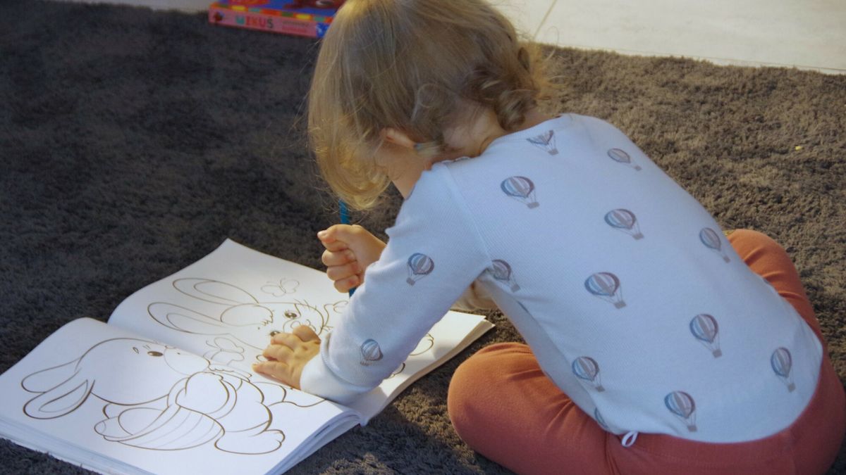 Stock Marek Bazak
Fot. Zofia i Marek Bazak/East News,  N/z zabawa malego dziecka, rysowanie, malowanie w ksiazeczce dla maluchow.
ZOFIA BAZAK