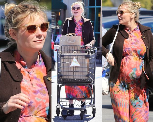 Ciężarna Kirsten Dunst na zakupach w markecie