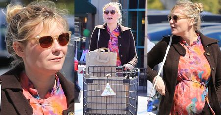 Ciężarna Kirsten Dunst na zakupach w markecie