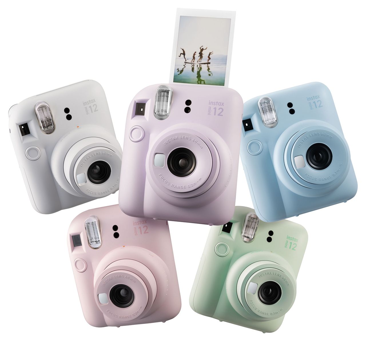 Fujifilm instax mini 12 występuje w 5 różnych kolorach.
