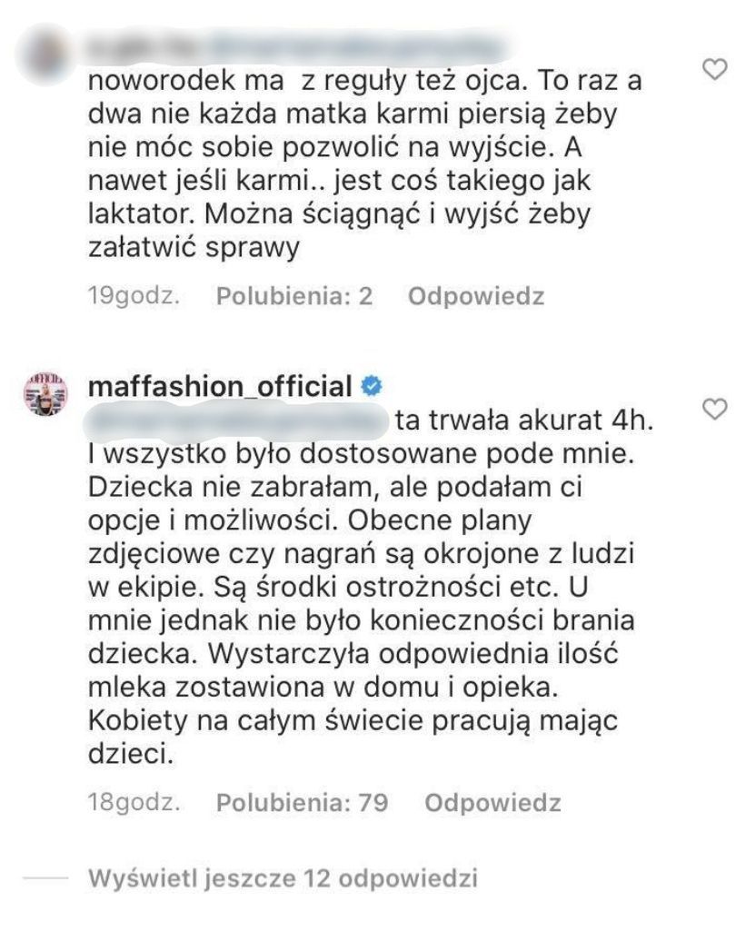 "Fanka" zarzuca Maffashion zbyt szybki powrót do pracy