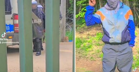 Kolejne nagranie z granicy z Białorusią. Migranci znów wykonali ten gest