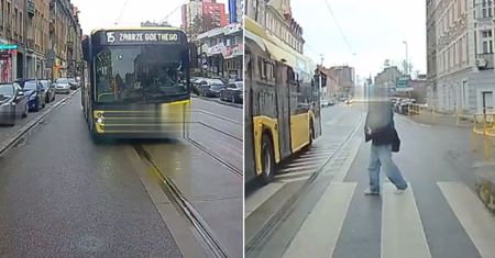 Kierowca autobusu wyprzedził na przejściu. Na pasach była piesza