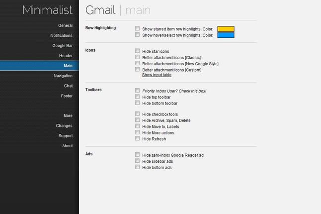 Minimalist Gmail