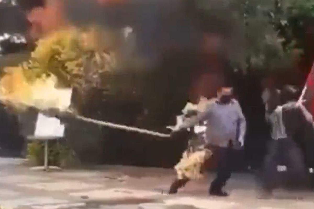 Palestinian wanted to burn the Israeli flag. Look what happened next