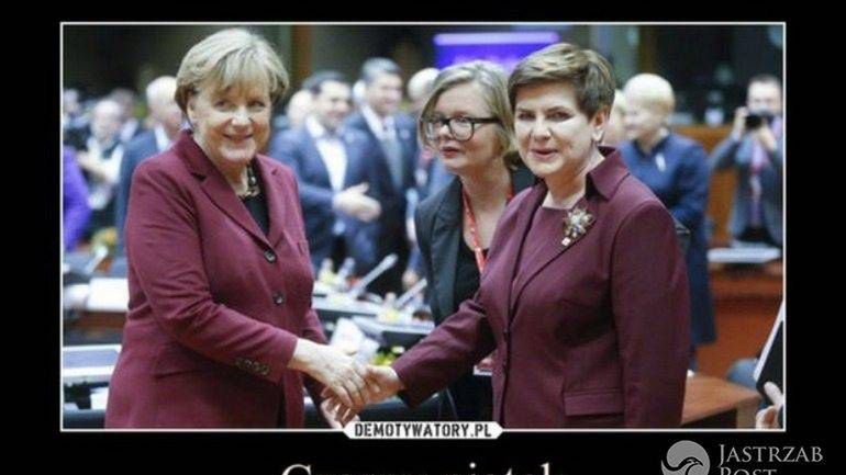 Memy z Beatą Szydło i Angelą Merkel