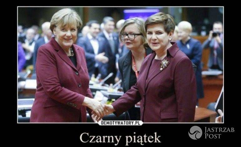 Memy z Beatą Szydło i Angelą Merkel