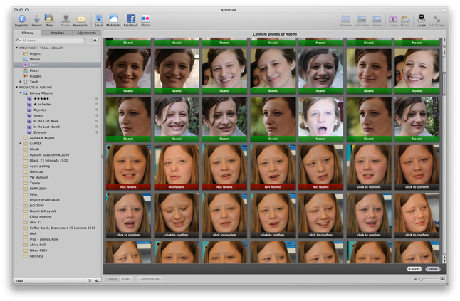 Apple Aperture 3 - recenzja - faces