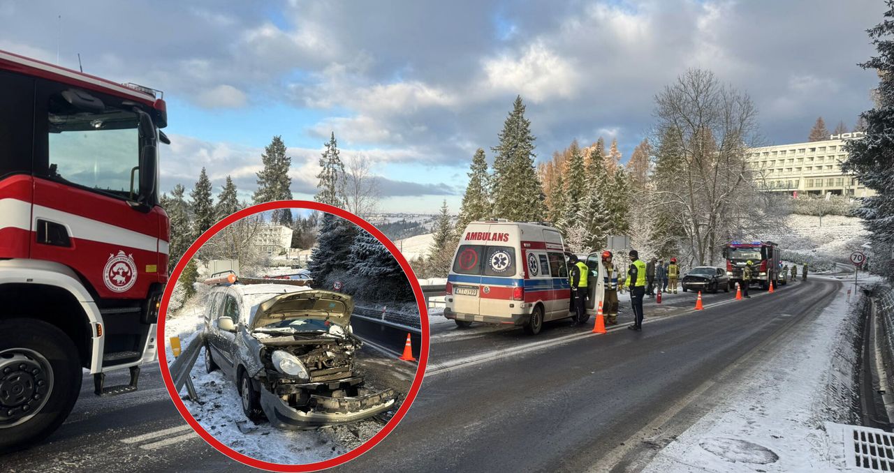 Bukowina Tatrzańska: zderzenie dwóch samochodów. Jedna osoba trafiła do szpitala