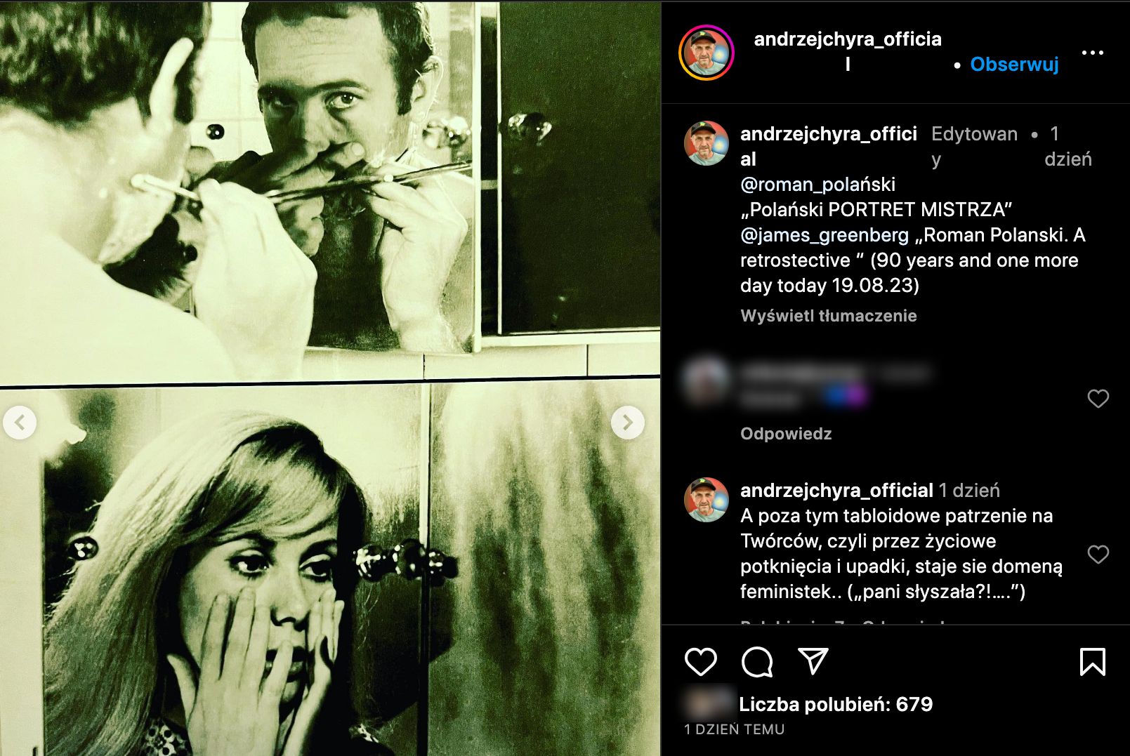 Andrzej Chyra staje w obronie Romana Polańskiego