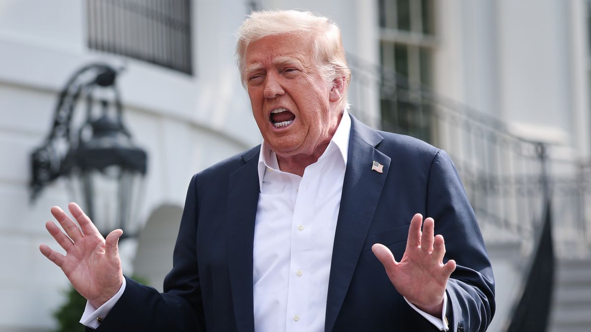 President Trump Departs White House En Route To Texas
WASHINGTON, DC - JULY 11: U.S. President Donald Trump answers questions while departing the White House with first lady Melania Trump on July 11, 2025 in Washington, DC. Trump is scheduled to travel to Central Texas today to meet with first responders and local elected officials involved with the recovery process from last week's flash flooding event that has claimed more than 120 lives.  (Photo by Win McNamee/Getty Images)
Win McNamee