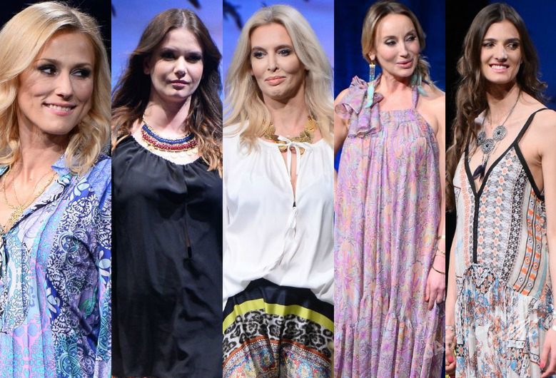 Karolina Malinowska, Bogna Sworowska, Kamila Szczawińska, Dorota Williams, Sylwia Arnesen w roli modelek prezentujących biżuterię Mokobelle