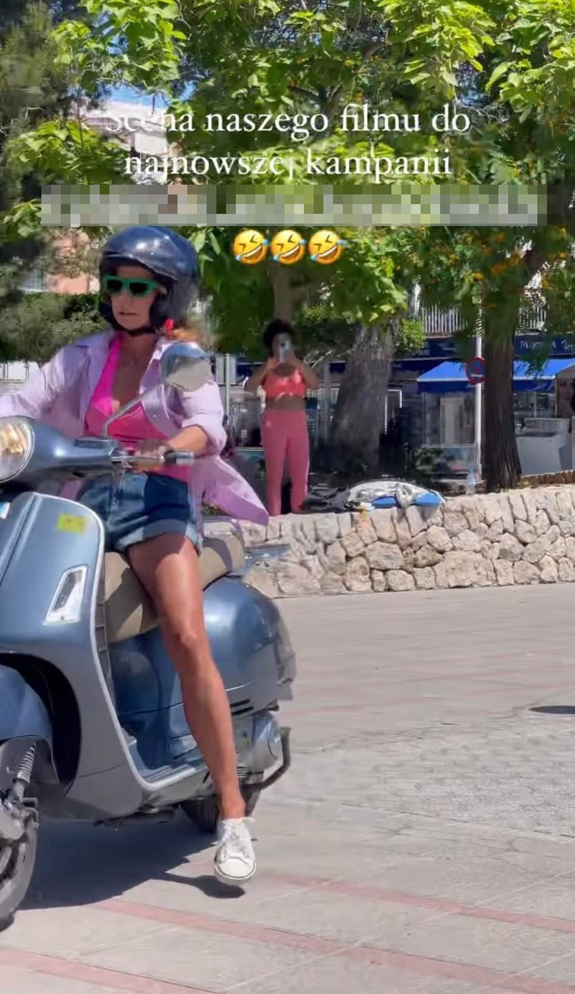 Anna Lewandowska traci kontrolę nad skuterem