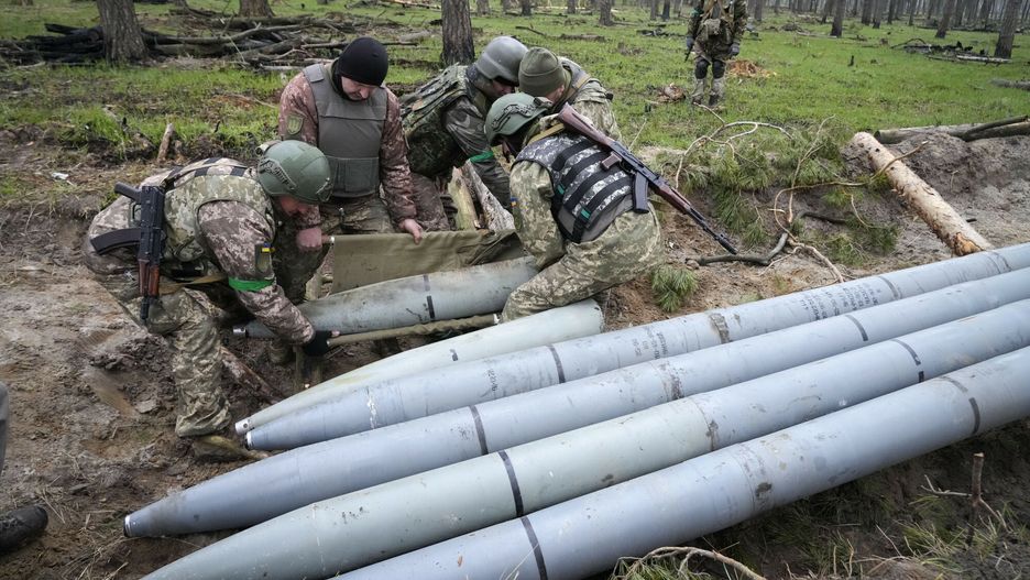 TemporaryUkrainian soldiers collect multiple Russian 'Uragan' missiles after recent fights in the village of Berezivka, Ukraine, Thursday, April 21, 2022. (AP Photo/Efrem Lukatsky)AP